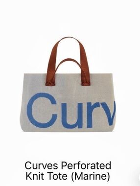 Curves by Sean Brown Curves Perforated Knit Tote (Marine) in White & Blue